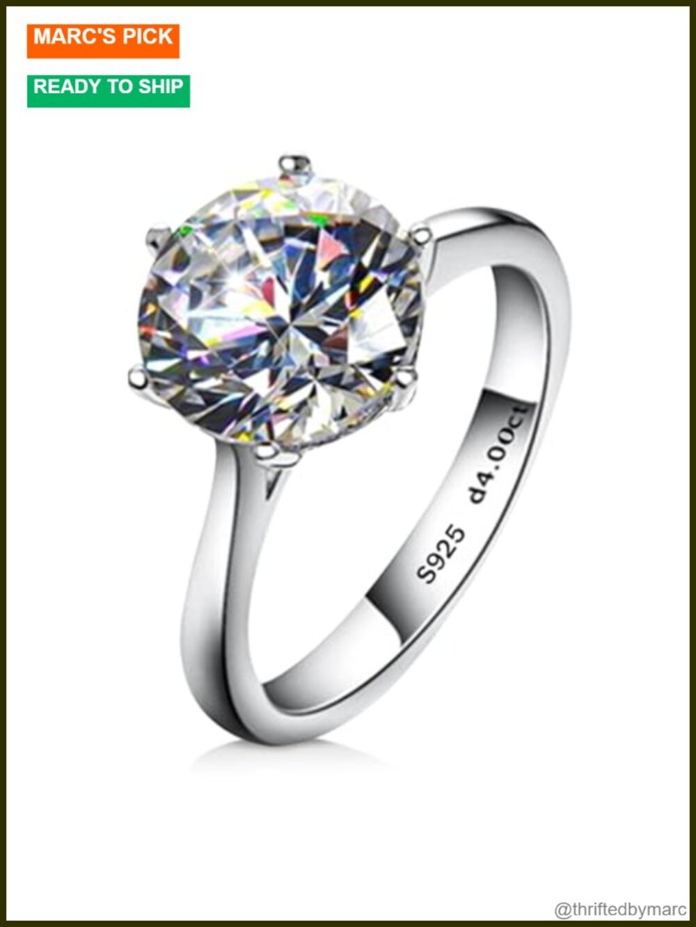 Moissanite Engagement Ring 925 Sterling Silver Solitaire Round Cut Wedding Band